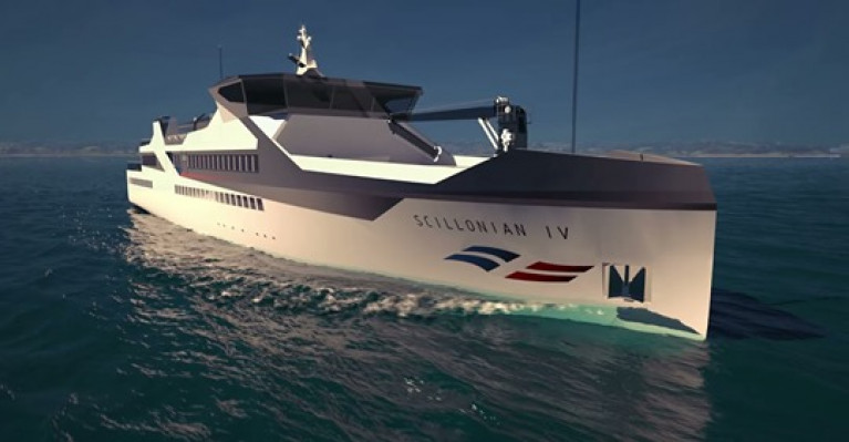 A GCI image of the new Cornwall-Isles of Scilly passenger/cargsoship 'Scillonian IV' which forms part of the operators commitment to deliver enhanced services for the future of the islands and their communities in addition tourism off England's south-west coast. 