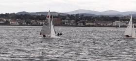 Fireball dinghy sailing on Dublin Bay – Lawton &amp; Oram (15061) chasing Clancy &amp; Byrne (to windward &amp; partially hidden)