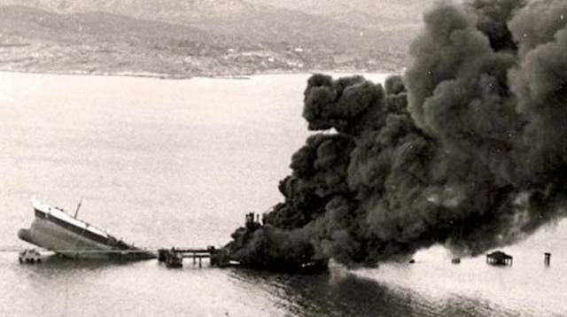 The Betelgeuse oil tanker sinks at Whiddy Island in Bantry Bay forty years ago