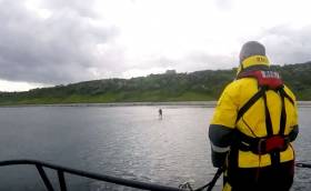 The paddleboarder was located safe and well and was happy to make his way back to Whitehead harbour. See vid below.