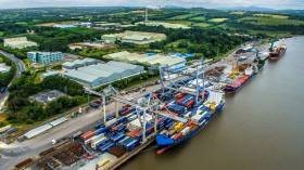 Belview, the Port of Waterford&#039;s main terminal that adjoins the Belview Industrial Zone in south Co. Kilkenny. Containerships, short-sea traders and bulk-carriers use the facility located downriver of Waterford city. 