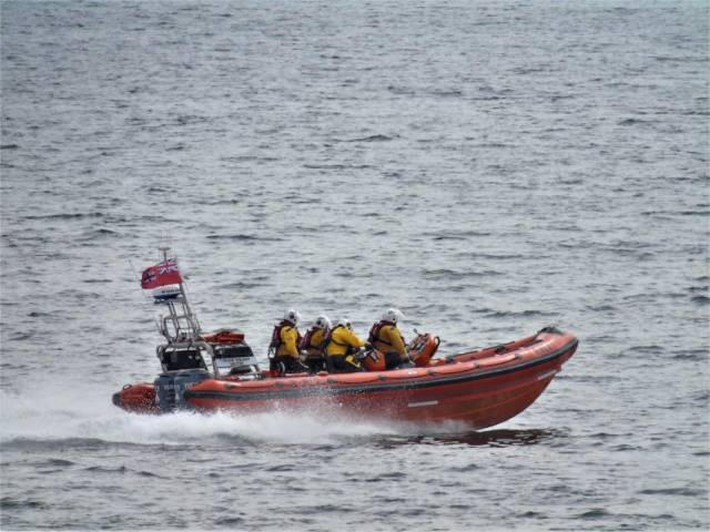 Kilkeel RNLI’s inshore lifeboat headed for Carlingford Lough yesterday afternoon