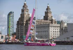 oat Liverpool 2018 departs the Race Start for the 2017-18 Clipper Round the World Yacht Race, Albert Dock, Liverpool.