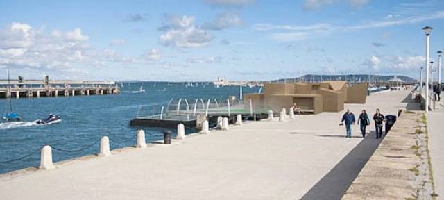 An artist's impression of the urban beach for Dun Laoghaire