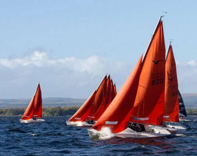 The popular Squib Class revelling in crisp sailing conditions on what is undoubtedly Lough Derg