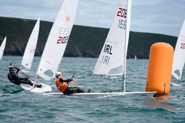Johnny Durcan competing in day three of the Laser Nationals at Royal Cork Yacht Club. Scroll down for a gallery of photos of today's action