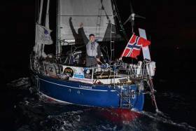 Now dismasted, Wiig (above) plans to set up a jury rig and sail the 400 miles north to Cape Town
