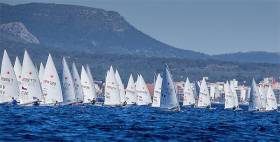 Ireland&#039;s James Espey on the extreme right of picture in today&#039;s Laser race at Trofeo Princesa Sofia in Palma