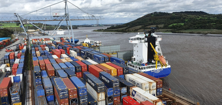 The Irish south-east Port of Waterford reported a busy 2020 and is exploring service to northern France. Above AFLOAT adds is the port&#039;s main (container) terminal at Belview located downriver of Waterford City.