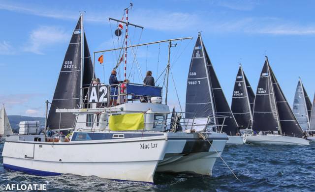 A clean Class One start at Volvo Dun Laoghaire Regatta under International Race Officer Bill O'Hara from Ballyholme Yacht Club on Belfast Lough. As well as being an Olympic sailor himself, O'Hara has officiated at the Volvo Ocean Race and the Olympic Games