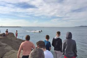 The jet skis spotted speeding in the marked swimming area at the Forty Foot on Friday afternoon