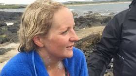 Heather Clatworthy pictured after he extraordinary swim from Inishowen to Portstewart this week