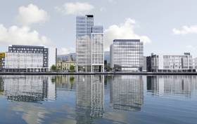 An artist&#039;s impression of how the new City Quays 3 will look, AFLOAT adds to the left of what will be Belfast&#039;s tallest office building supporting 500 jobs, is the existing historic building belonging to Belfast Harbour Commissioners completed in 1847. 
