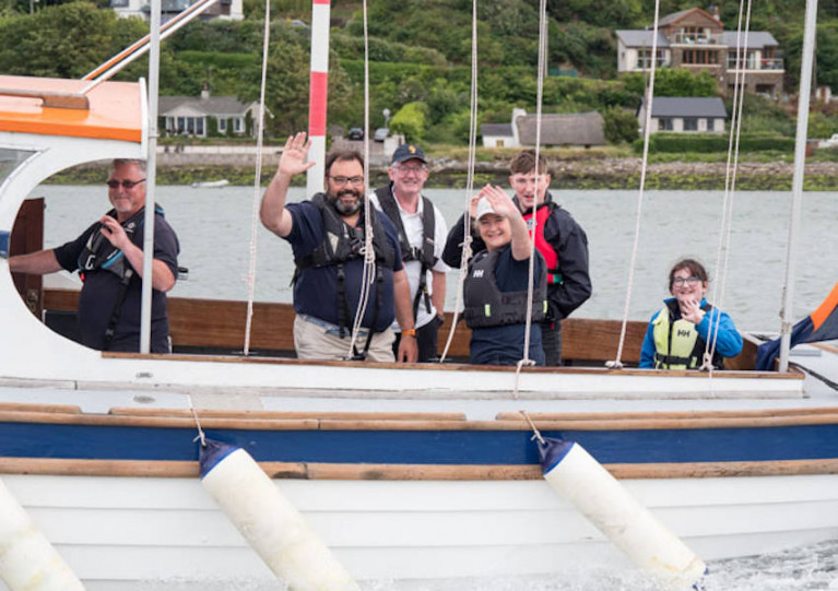 Royal Cork Admiral Colin Morehead (second from left) and crew on board club boat Adrielle