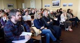 People attending a public meeting on the proposed development at Bulloch Harbour, Dalkey earlier this month. 