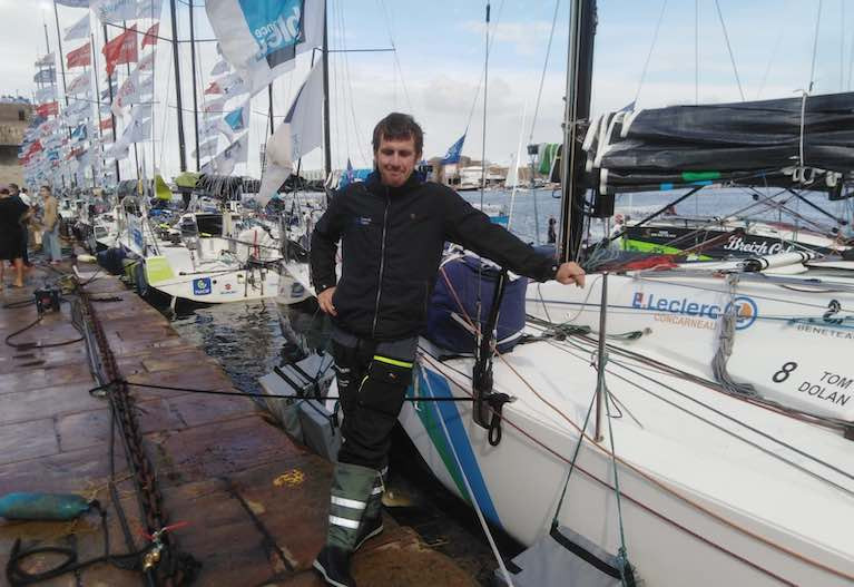 Tom Dolan dockside - the County Meath solo sailor finished 10th on the first stage, 11th on the second and seventh into Saint Nazaire at the end of the third stage. It is an excellent result for the 33-year-old on just his third La Solitaire