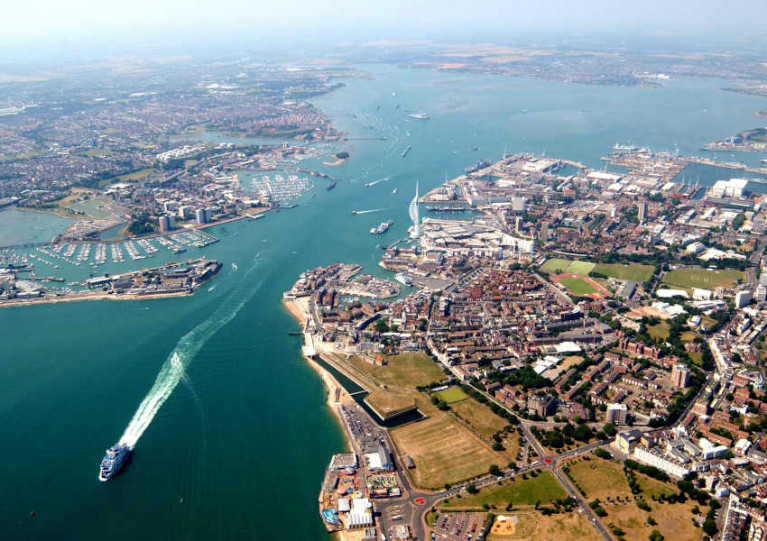 Portsmouth Harbour in Hampshire, England