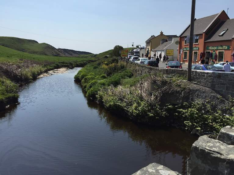 Doolin village and the River Arra that flows into the bay in County Clare