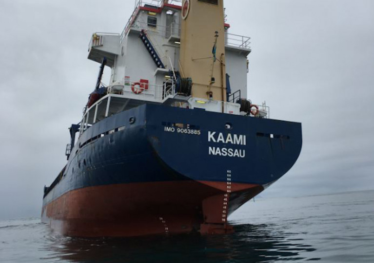 The MV Kaami rests in The Minch at the known local hazard Eugenie’s Rock