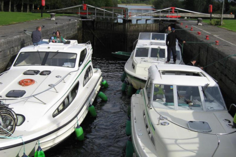 File image of leisure boats in Albert Lock on the Shannon Navigation