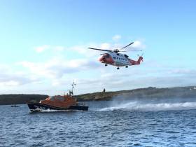 Baltimore all-weather lifeboat on exercise with Rescue 117 prior to call out on Saturday 7 September