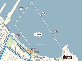 The swim course to kick off IRONMAN 70.3 this Sunday