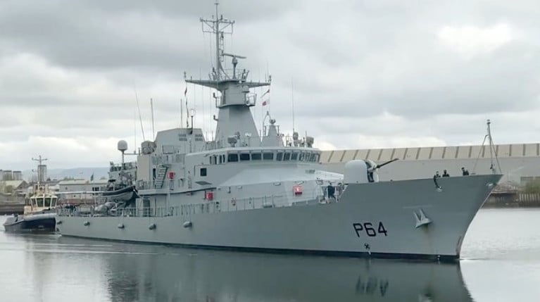 On the Clyde: LÉ George Bernard Shaw which arrived in Glasgow this week, is the first visit by Irish Naval Service to Scotland in more than a decade 