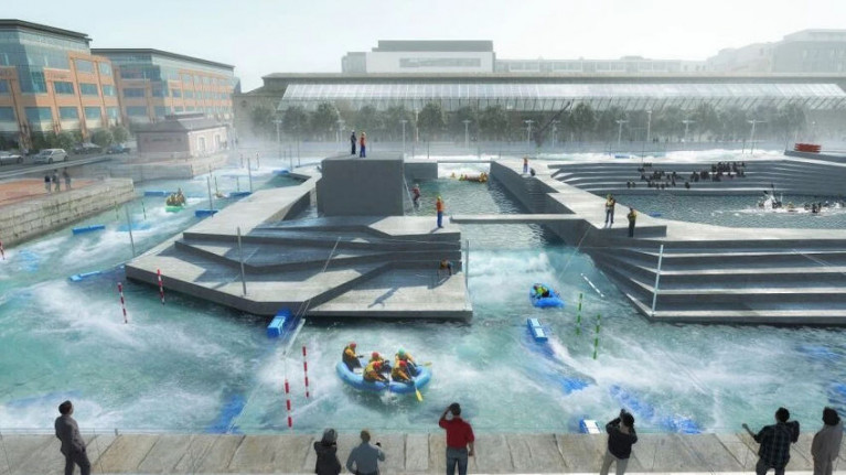 Artist’s impression of the white-water rafting centre proposed for George’s Dock
