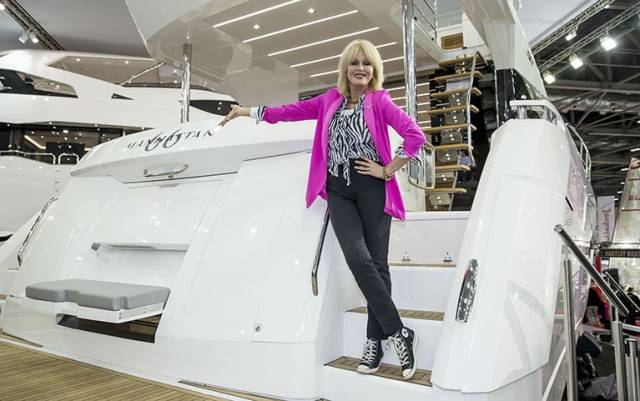 Actress Joanna Lumley OBE opens the Sunseeker stand at the London Boat Show 2017, Excel, London.