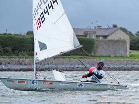 Richard Hayes sailing solo on his round-Ireland Laser