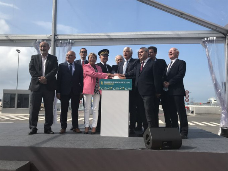 At the French port of Calais, officials celebrate at the ceremony to mark the opening of a €863m infrastructure upgrade that aims to significantly facilitate the transit of freight and passenger traffic. Afloat adds, Irish Ferries became the newest client on the route serving Dover when in June services began in competition with rivals DFDS and P&O Ferries. 