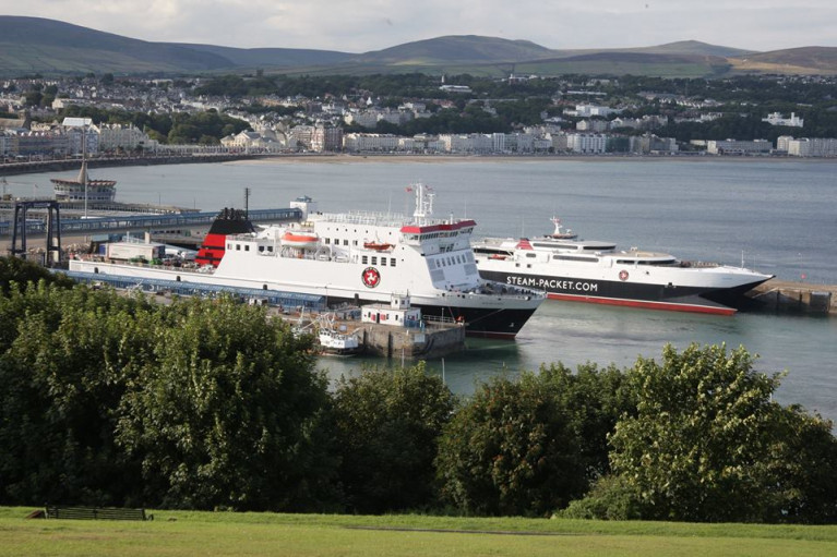 Manx services: Fully vaccinated people will be able to enter the island without PCR testing in future. Above IOM Steam-Packet ferries both conventional and fast-craft in Douglas Harbour. 