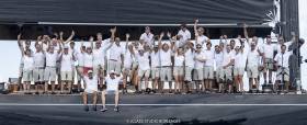 The winning crew of Lionheart in Bermuda yesterday