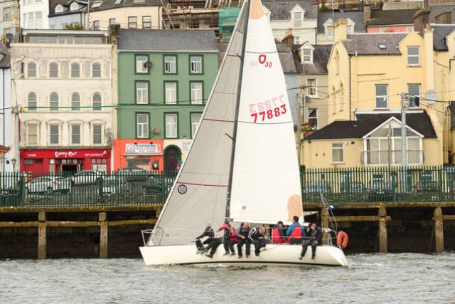 Coracle IV, an Olson 30, skippered by Kieran Collins is lying third overall after two races sailed in the IRC 2 division of the CH Marine Autumn Regatta 2017. Scroll down for photo gallery from today's racing