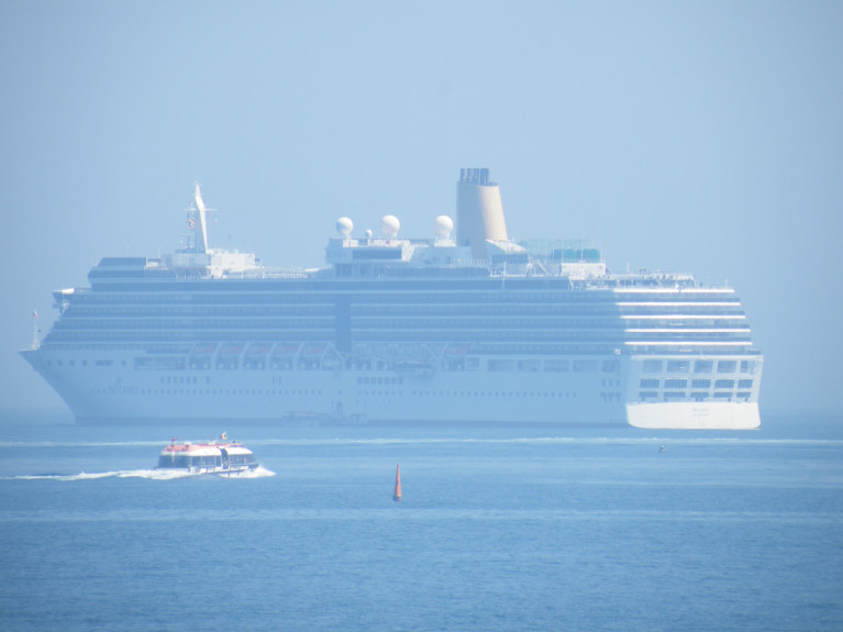 Cruises by P&O were abandoned in March due to the coronavirus pandemic. Above AFLOAT's photo of the operator's 'adults' only Arcadia in Dublin Bay during an 'anchorage' call off Dun Laoghaire Harbour. The Vista class cruiseship is currently among a quartet of cruiseships in UK waters offshore of Teignmouth, Devon having previously been at anchor off Weymouth this summer. 