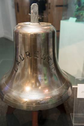 The bell of the liner S.S. Laurentic of the White Star Line, which sank in Lough Swilly, Co. Donegal over a century ago will be on display in an exhibition held in the Guildhall, Derry starting today and running to 24 January.