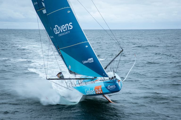Up and at it – Thomas Ruyant's LinkedOut is the first IMOCA 60 in Vendee Globe 2020 to break the 500 miles per day barrier as he whittles down the Hugo Boss lead