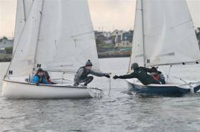 Captains shake hands after the final race in Carraroe on Sunday 3 March