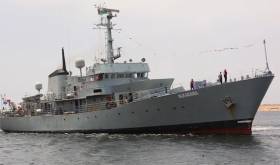Al-Karama, formerly LE Aisling, sails in to Benghazi last week to join Libya’s naval fleet