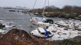 Damage at Holyhead after Storm Emma. Holyhead Sailing club is making alternative plans to host this year&#039;s ISORA fleet