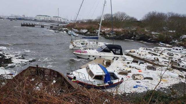Damage at Holyhead after Storm Emma. Holyhead Sailing club is making alternative plans to host this year's ISORA fleet