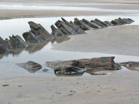 Wreckage from the Spanish Armada ships visible on the beach at Streedagh