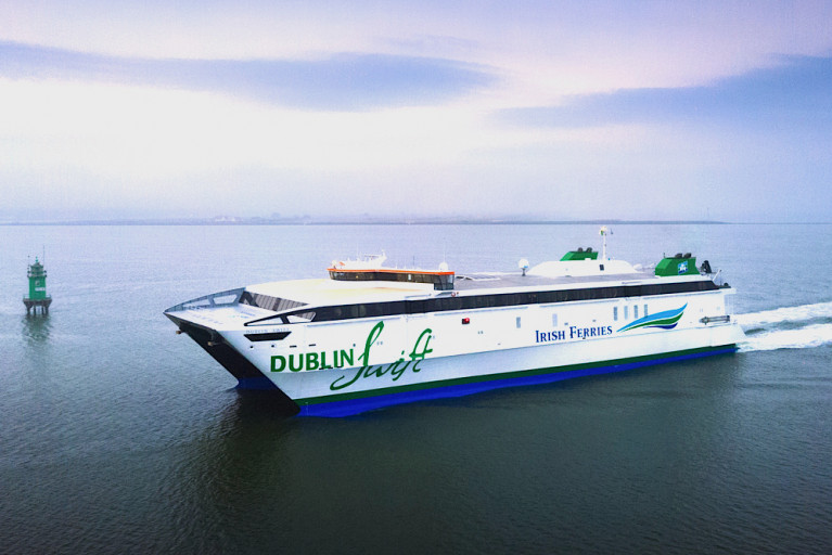 Irish Continental Group successfully defended itself against a challenge from the accounting watchdog over its decision not to write down the value of its fleet at the height of the Covid-19 crisis. Above Irish Ferries high speed craft (HSC) Dublin Swift which operates a seasonal fast-ferry service on the Dublin-Holyhead route. 
