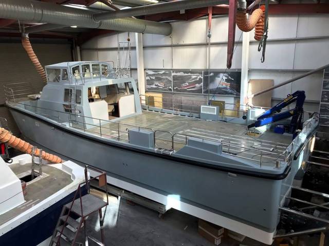 At the Irish boatyard of Safehaven Marine, (Cobh) Cork is the officially named ‘HMS Magpie’ for the Royal Navy. Afloat adds the name given for the Wildcat 60 catamaran was announced in recent days by Admiral Sir Philip Jones, First Sea Lord and Chief of Naval Staff.