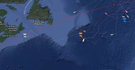 BAM dances with TWOSTAR leader Rote 66 as the fleet leader Vento approached the Nova Scotian coast