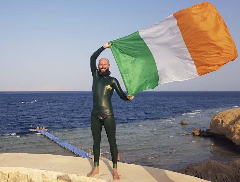 Irish Freediver Dave McGowan. McGowan took up freediving as a means to train for his other passion of spearfishing in 2014, he began taking his training seriously in 2015 and in 2016 he broke the previous Irish static breath-hold record of 5 minutes and 35 seconds with a breath-hold of almost 6 minutes. Four years later, that 5:59 Irish record still stands.
