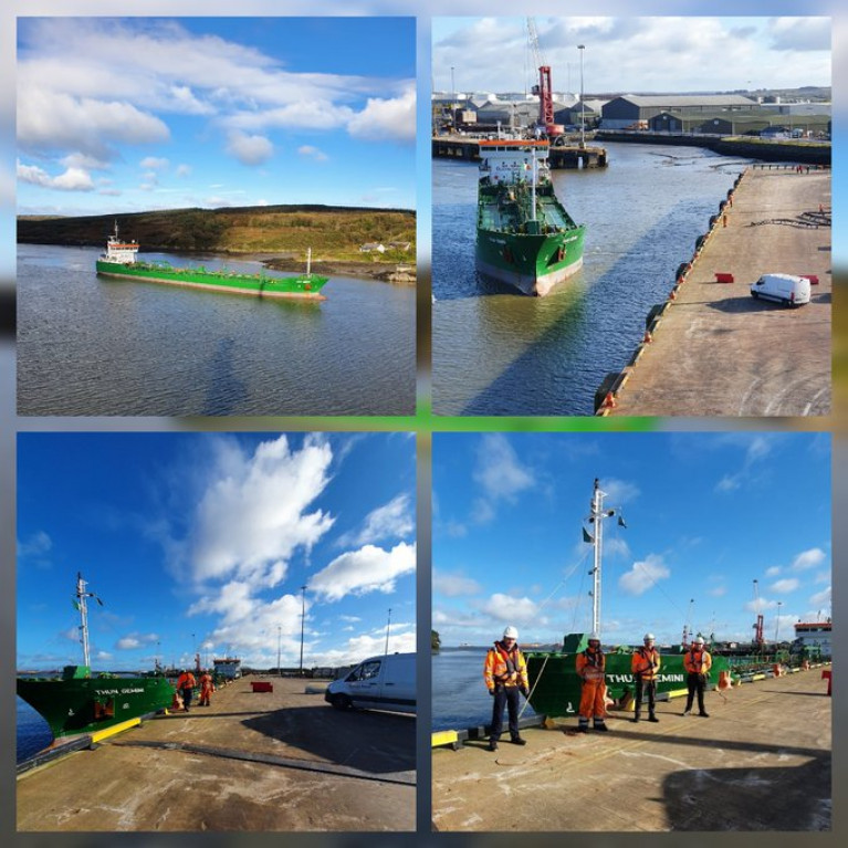 Shannon Foynes took part in the first ever Irish Ports Safety Week with a berthing procedure exercise involving the petroleum products tanker Thun Gemini as seen arriving at Foynes Port. 
