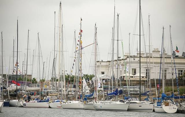 Volvo Round Ireland Yacht Race entries gather at the Royal Irish Yacht Club, Dun Laoghaire before tomorrow's start off Wicklow Head at 1pm