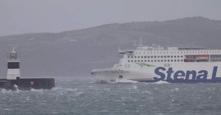 Storm Barra disrupted the arrival of Stena Estrid which was scheduled to enter Dublin Port at around 12 noon but it wasn't to be until tugs assisted a few hours later. Above is the Stena leadship E-Flexer class ferry departing Holyhead on its maiden crossing which took place during Storm Brendan back in January 2020. 