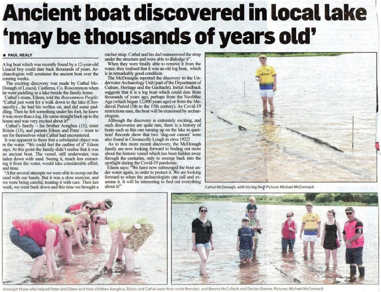 Press coverage of the discovery in the Roscommon People